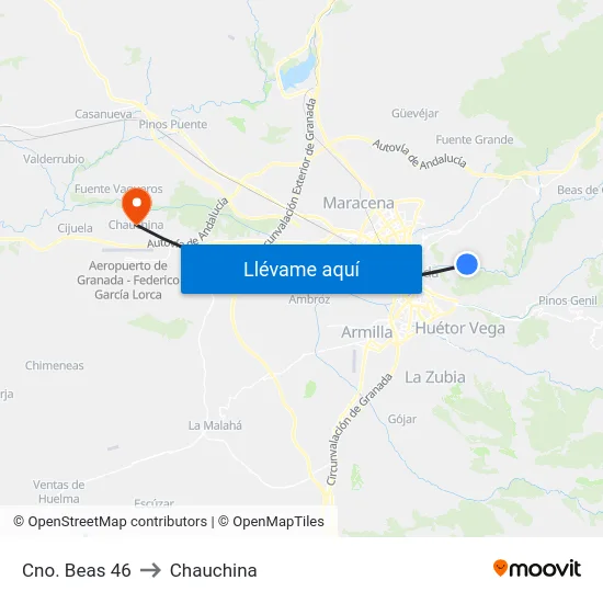 Cno. Beas 46 to Chauchina map