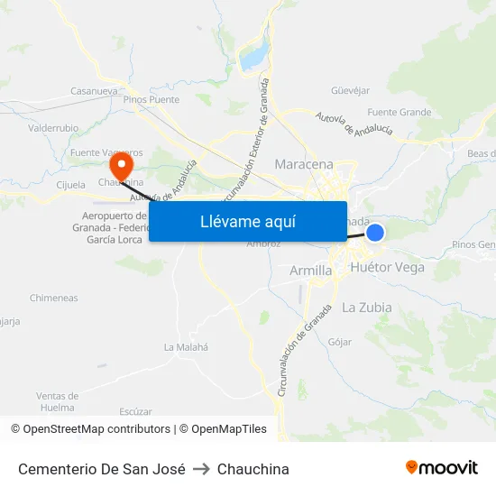 Cementerio De San José to Chauchina map