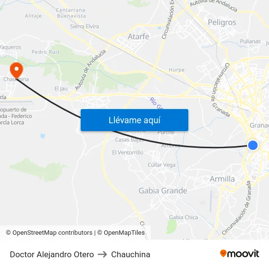 Doctor Alejandro Otero to Chauchina map