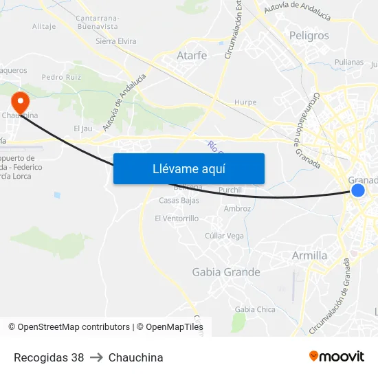 Recogidas 38 to Chauchina map