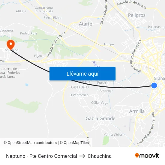 Neptuno - Fte Centro Comercial to Chauchina map