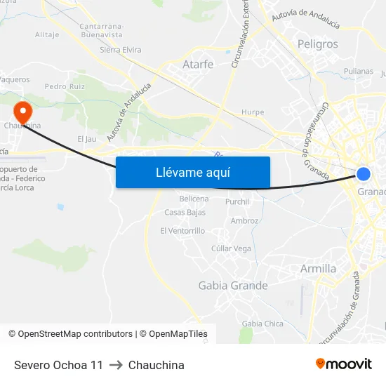 Severo Ochoa 11 to Chauchina map