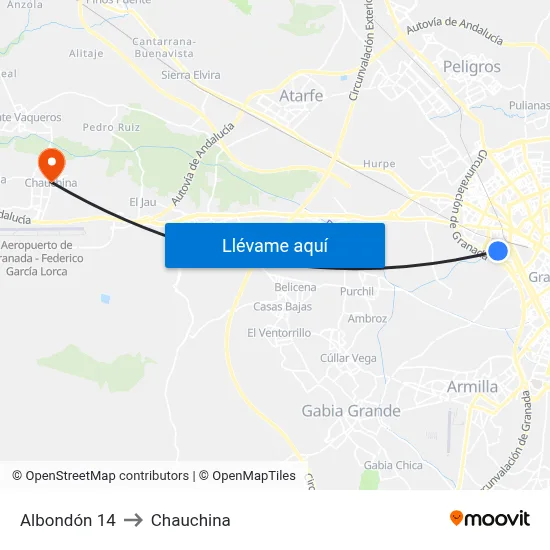Albondón 14 to Chauchina map