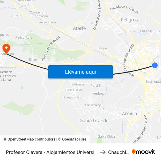Profesor Clavera - Alojamientos Universitarios to Chauchina map