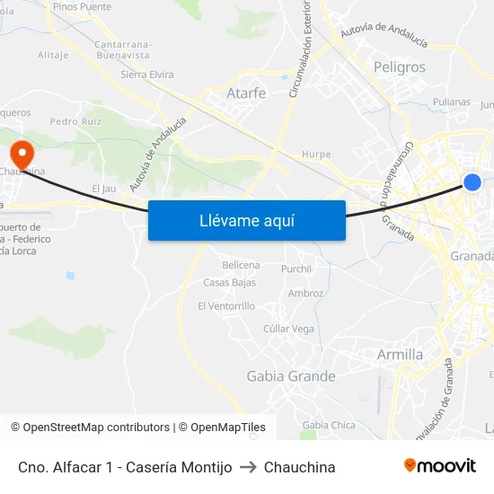 Cno. Alfacar 1 - Casería Montijo to Chauchina map