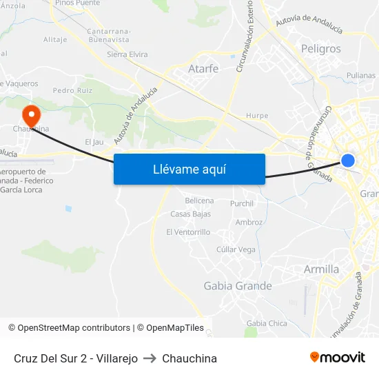 Cruz Del Sur 2 - Villarejo to Chauchina map