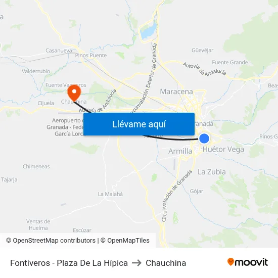 Fontiveros - Plaza De La Hípica to Chauchina map
