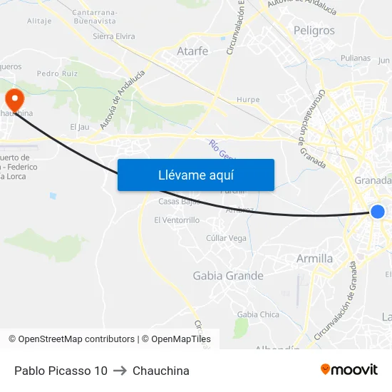 Pablo Picasso 10 to Chauchina map