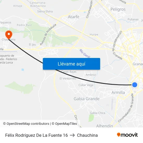 Félix Rodríguez De La Fuente 16 to Chauchina map