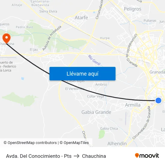 Avda. Del Conocimiento - Pts to Chauchina map