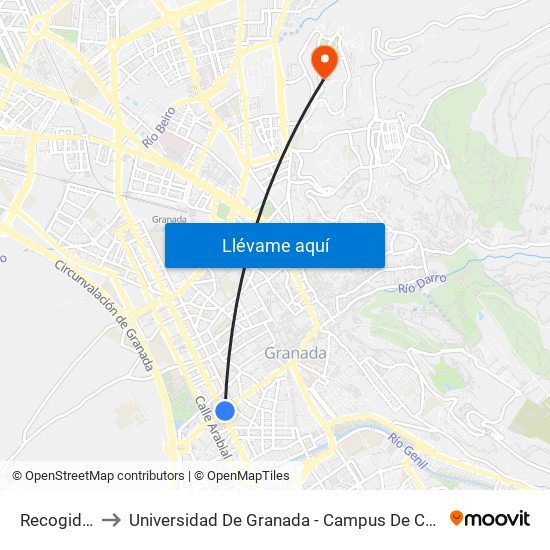 Recogidas to Universidad De Granada - Campus De Cartuja map
