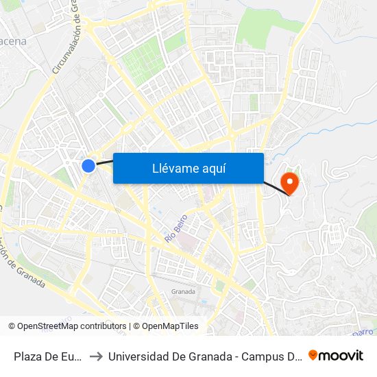 Plaza De Europa to Universidad De Granada - Campus De Cartuja map