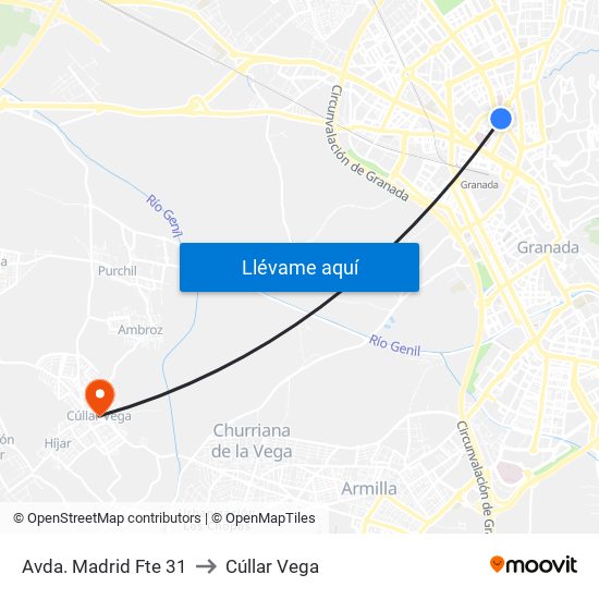 Avda. Madrid Fte 31 to Cúllar Vega map
