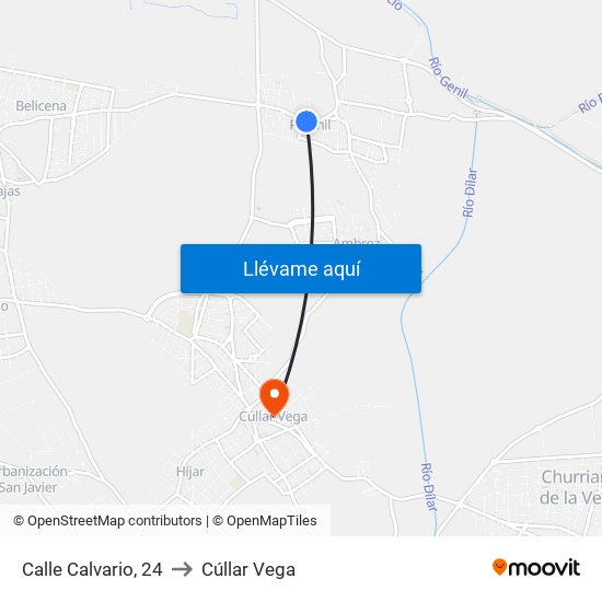 Calle Calvario, 24 to Cúllar Vega map