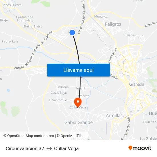 Circunvalación 32 to Cúllar Vega map
