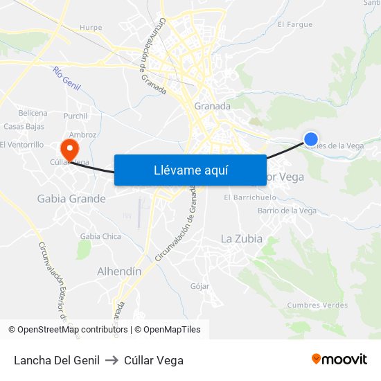 Lancha Del Genil to Cúllar Vega map