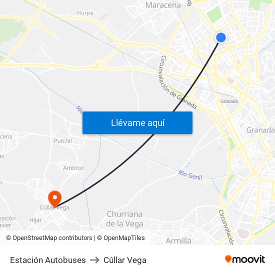 Estación Autobuses to Cúllar Vega map