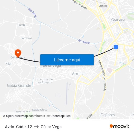 Avda. Cádiz 12 to Cúllar Vega map