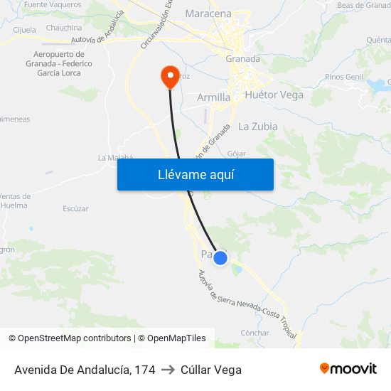 Avenida De Andalucía, 174 to Cúllar Vega map