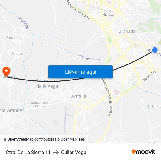 Ctra. De La Sierra 11 to Cúllar Vega map