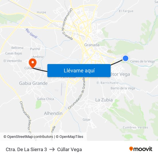 Ctra. De La Sierra 3 to Cúllar Vega map