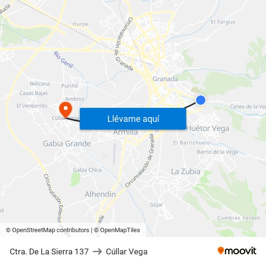 Ctra. De La Sierra 137 to Cúllar Vega map