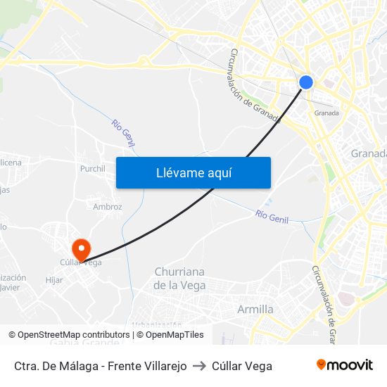Ctra. De Málaga -  Frente Villarejo to Cúllar Vega map
