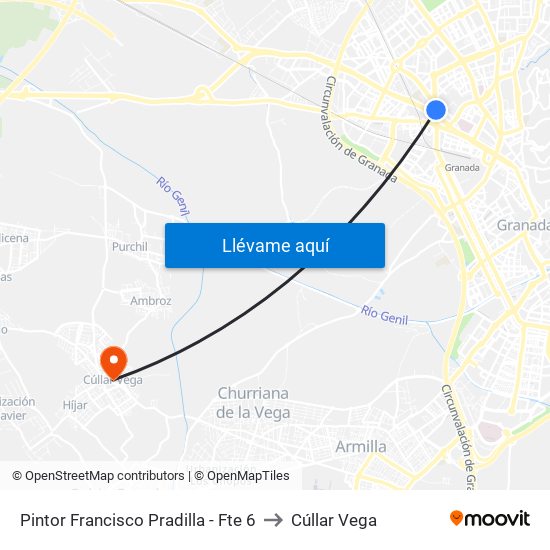 Pintor Francisco Pradilla - Fte 6 to Cúllar Vega map