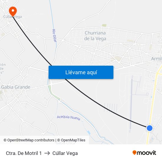 Ctra. De Motril 1 to Cúllar Vega map