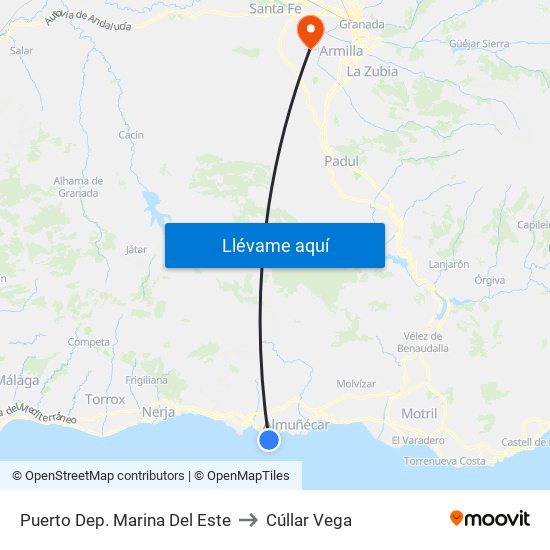 Puerto Dep. Marina Del Este to Cúllar Vega map