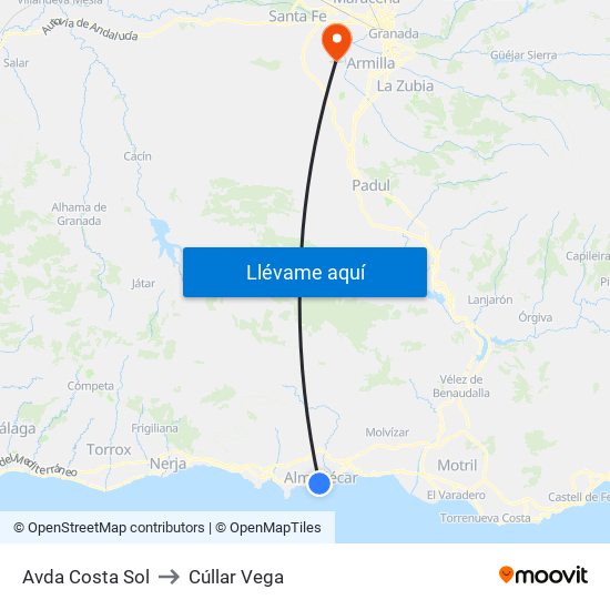 Avda Costa Sol to Cúllar Vega map