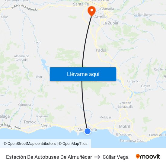 Estación De Autobuses De Almuñécar to Cúllar Vega map