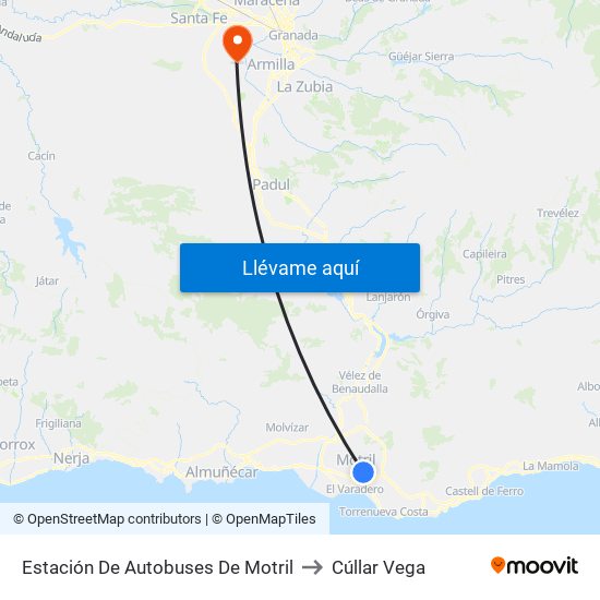 Estación De Autobuses De Motril to Cúllar Vega map