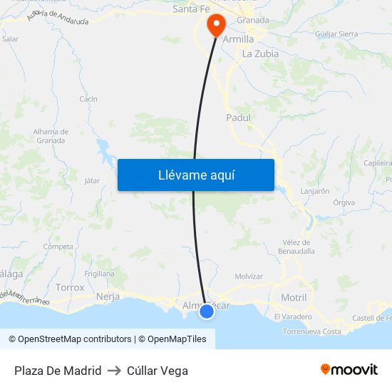 Plaza De Madrid to Cúllar Vega map