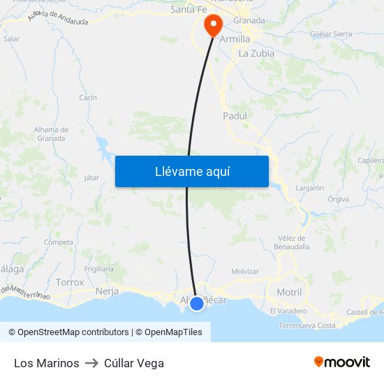 Los Marinos to Cúllar Vega map
