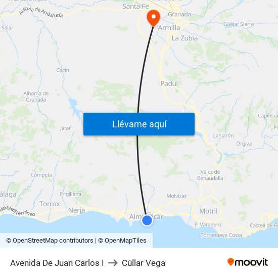 Avenida De Juan Carlos I to Cúllar Vega map