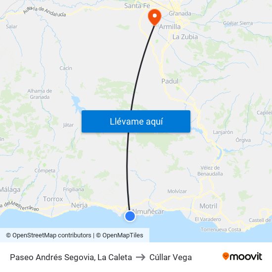 Paseo Andrés Segovia, La Caleta to Cúllar Vega map