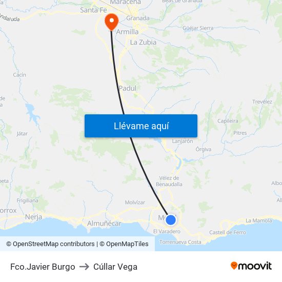 Fco.Javier Burgo to Cúllar Vega map