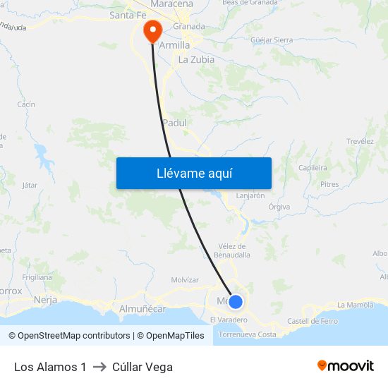 Los Alamos 1 to Cúllar Vega map