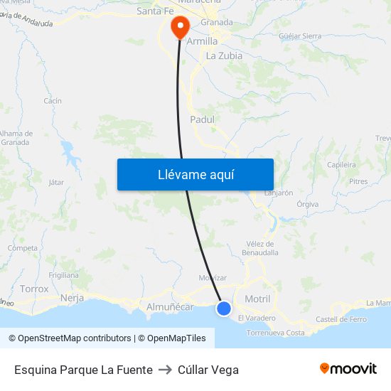 Esquina Parque La Fuente to Cúllar Vega map