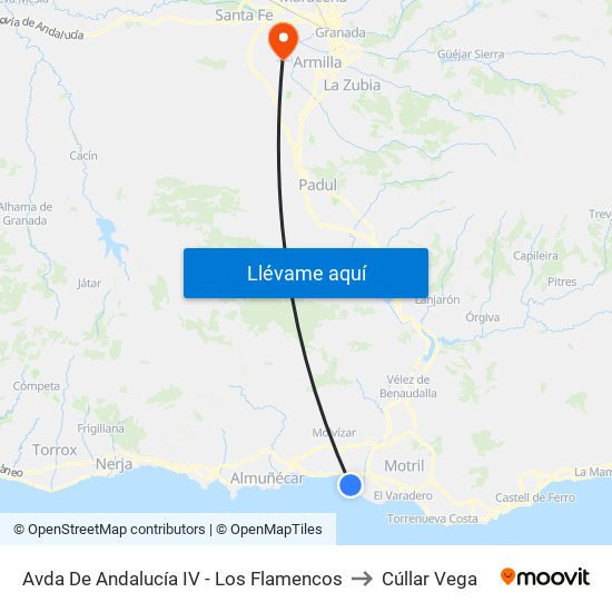 Avda De Andalucía IV - Los Flamencos to Cúllar Vega map