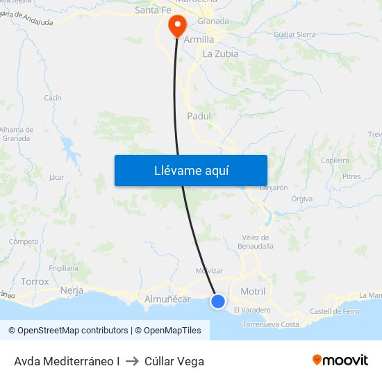 Avda Mediterráneo I to Cúllar Vega map