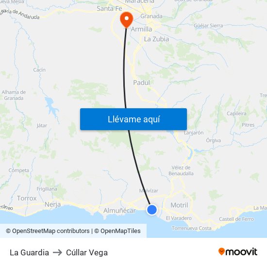 La Guardia to Cúllar Vega map