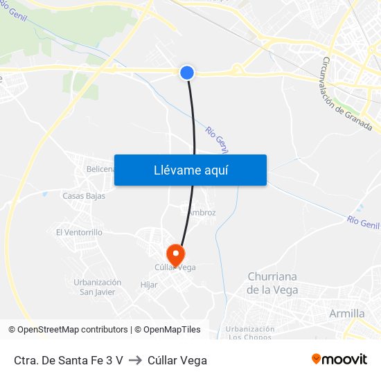 Ctra. De Santa Fe 3 V to Cúllar Vega map