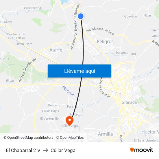 El Chaparral 2 V to Cúllar Vega map