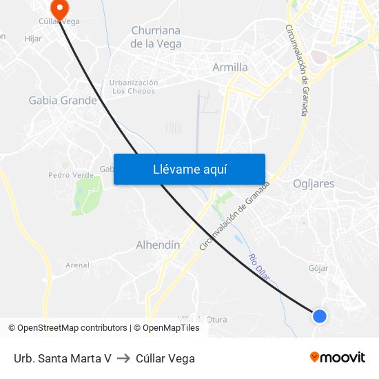 Urb. Santa Marta V to Cúllar Vega map