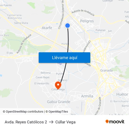Avda. Reyes Católicos 2 to Cúllar Vega map