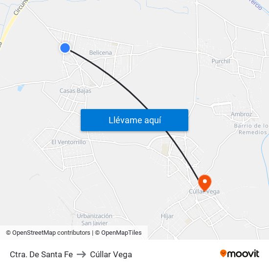 Ctra. De Santa Fe to Cúllar Vega map