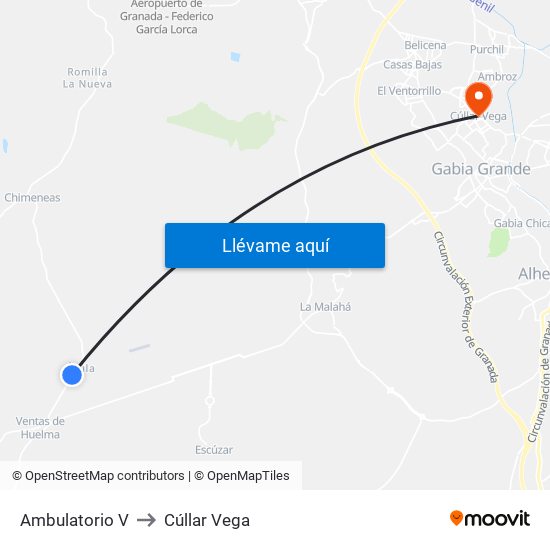 Ambulatorio V to Cúllar Vega map
