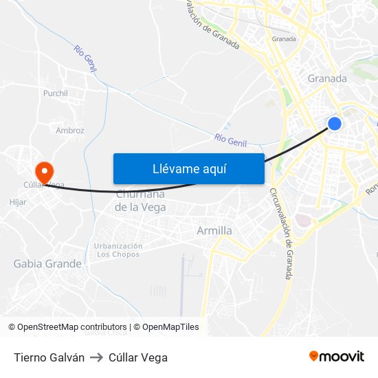 Tierno Galván to Cúllar Vega map